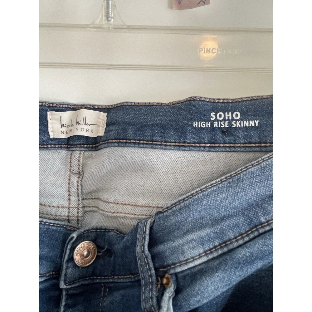 Nicole Miller Soho Skinny Jeans Womens 14 Blue Stretch Denim High Rise Dark Wash - Picture 3 of 7